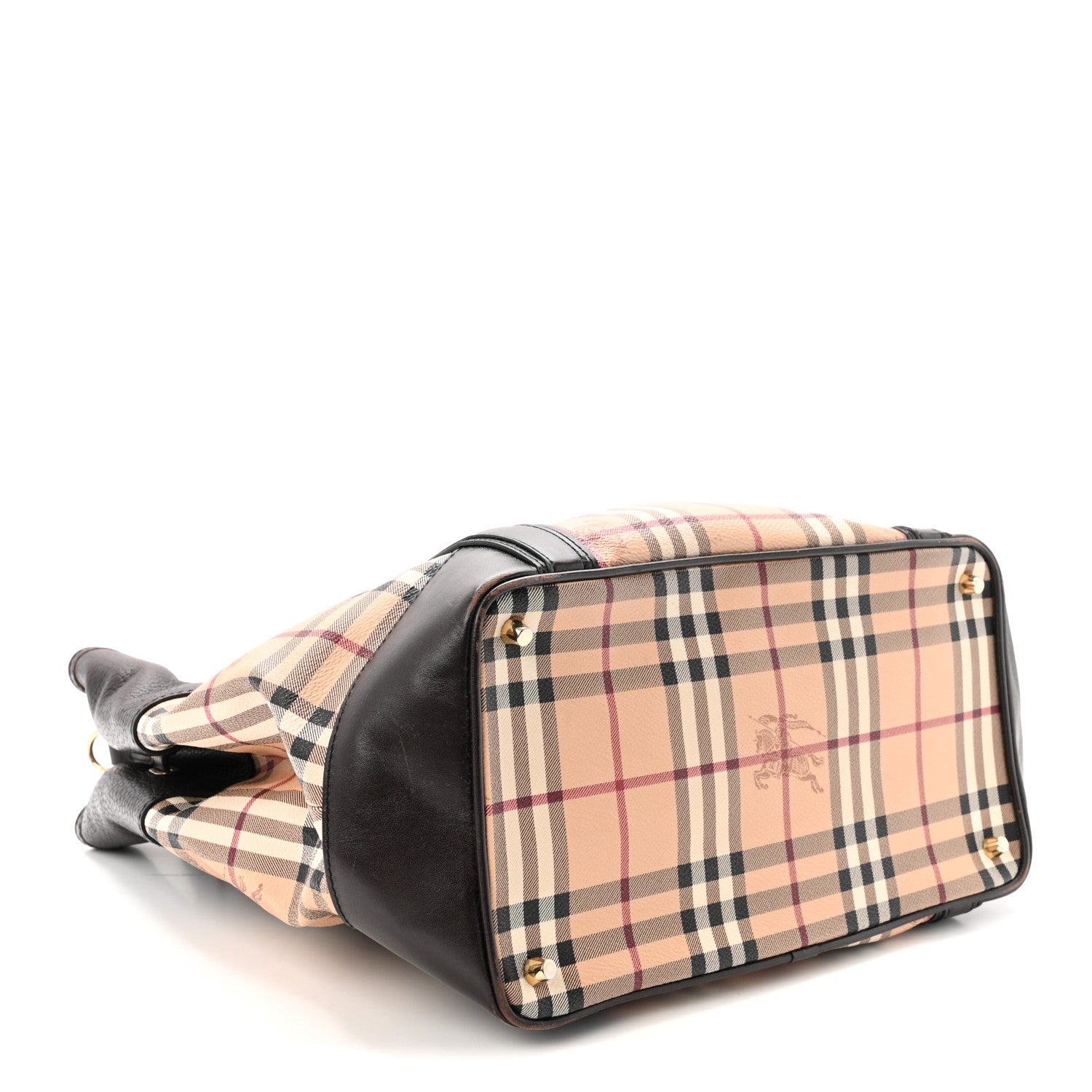 Burberry Grained Calfskin Haymarket Check Medium Golderton Tote Chocolate 4 of 10
