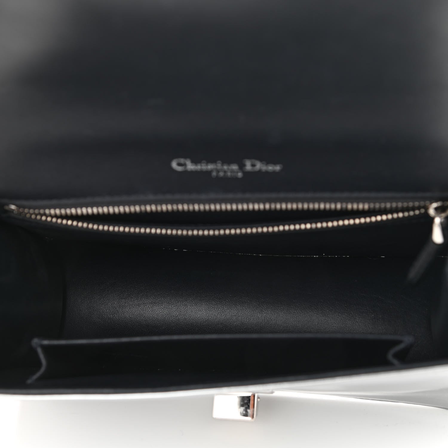 Christian Dior Metallic Patent Micro-Cannage Small Diorama Flap Bag Silver 4 of 9