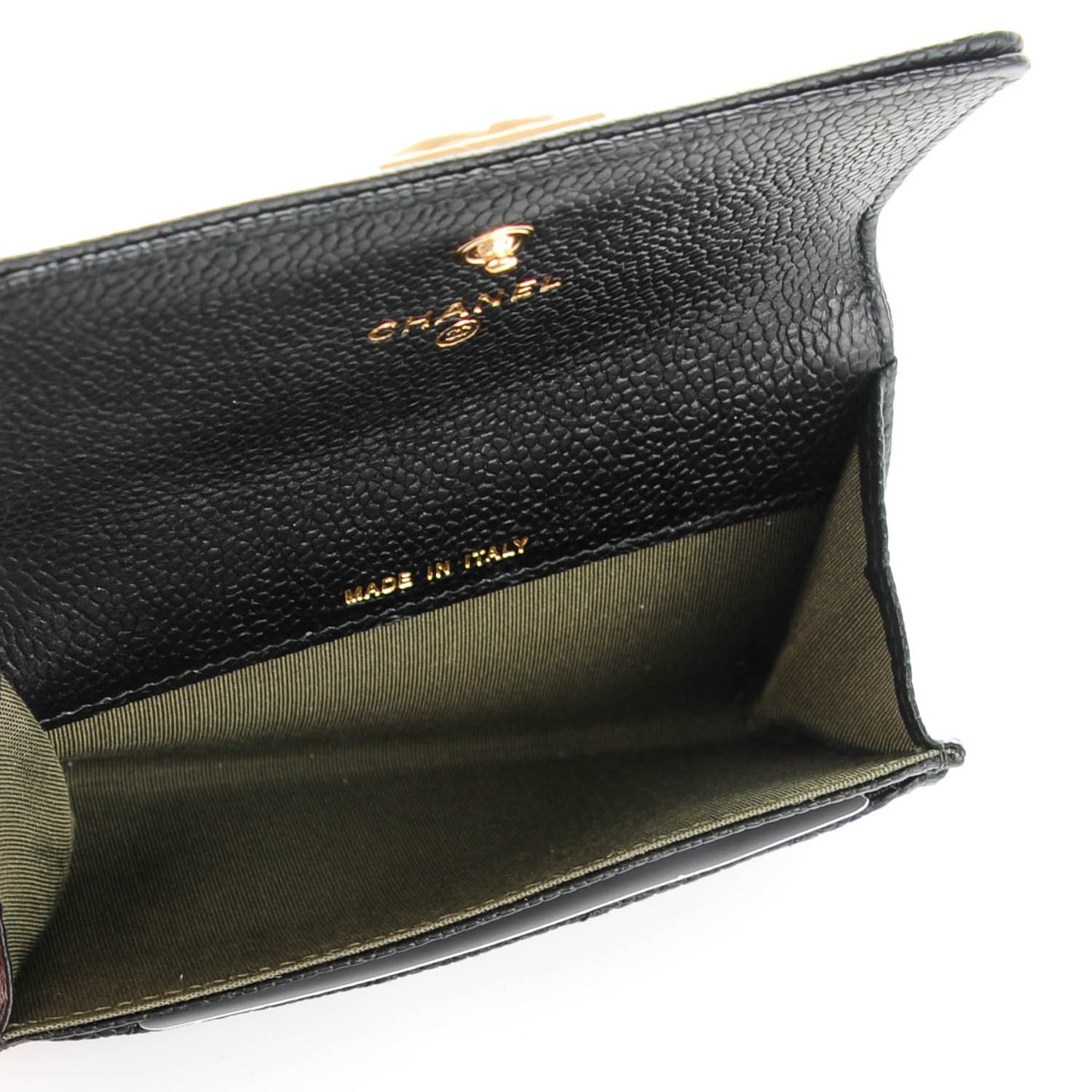 Caviar Quilted Boy Flap Card Holder Black