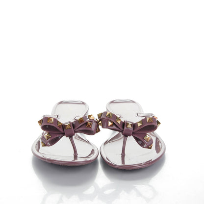 Valentino Garavani PVC Jelly Rockstud Bow Thong Sandals 40 Dark Mauve 2 of 7