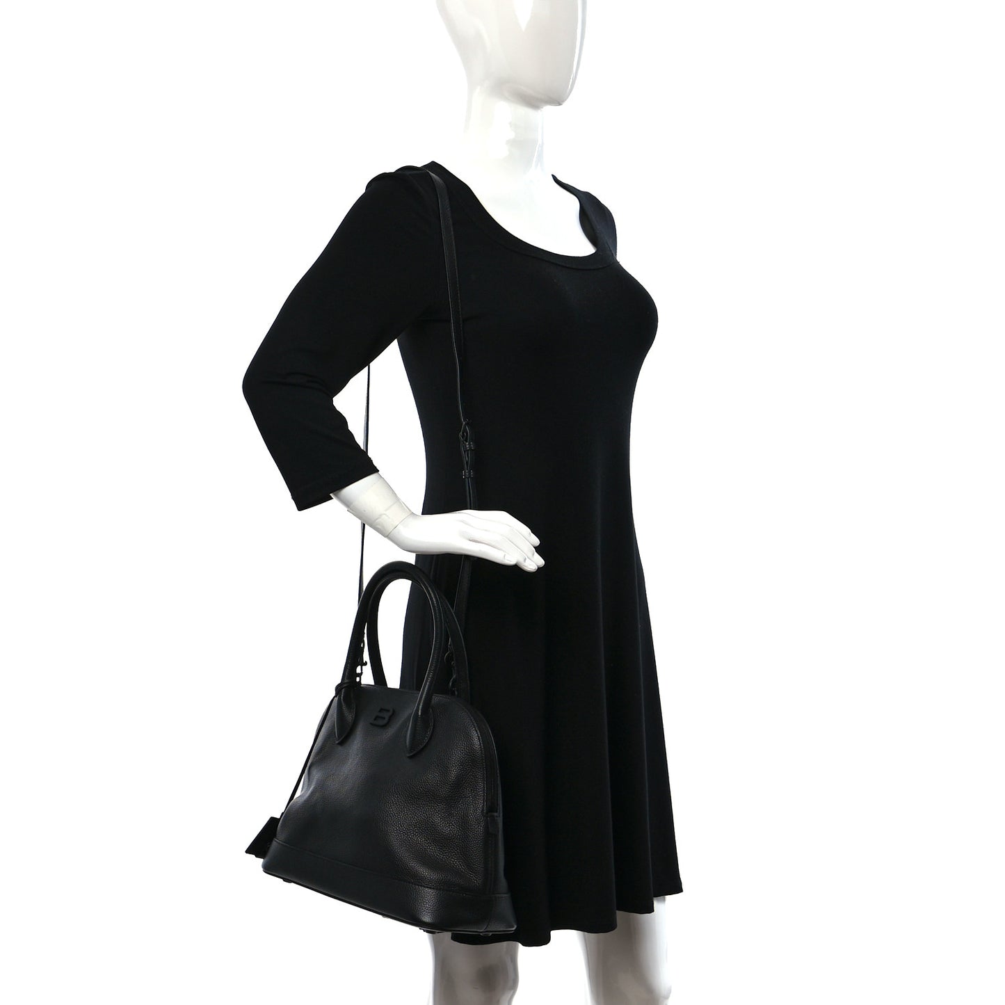 Supple Calfskin Ville Top Handle Bag Black