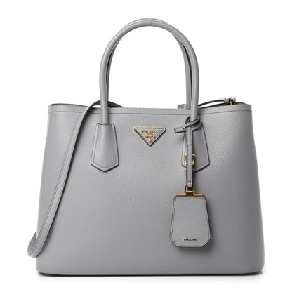 Prada Saffiano Cuir Medium Double Bag Granito Acquamarina 1 of 12
