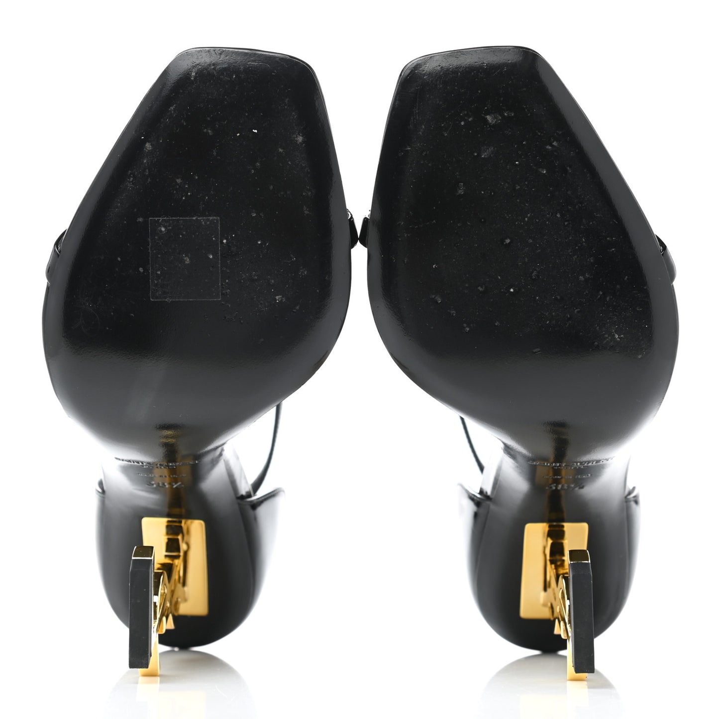 Patent Calfskin Opyum 110 Sandals 38.5 Black Gold