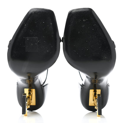 Saint Laurent Patent Calfskin Opyum 110 Sandals 38.5 Black Gold 5 of 9