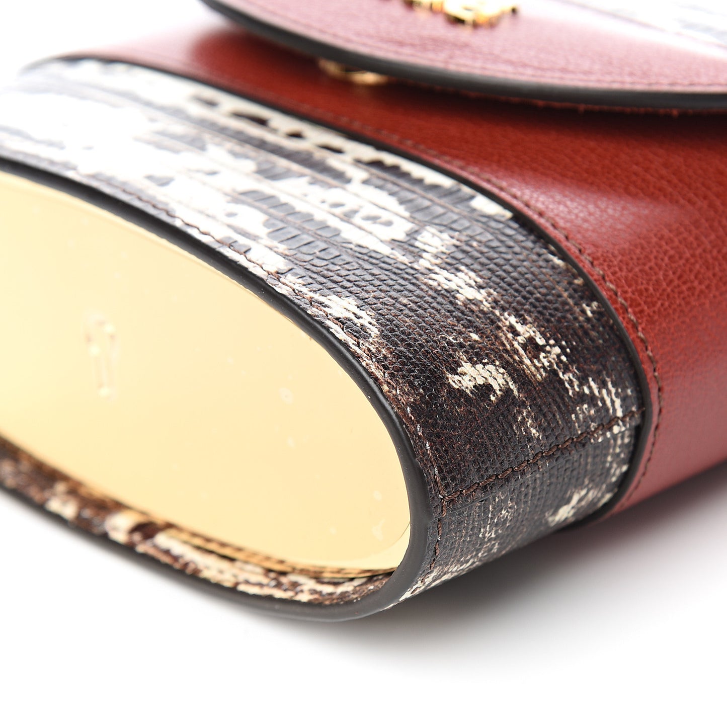 Calfskin Lizard Embossed Small Aby Lock Sepia Brown