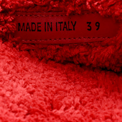 Prada Terry Cloth Logo Lug Sole 20mm Slide Sandals 39 Rosso Black 8 of 9