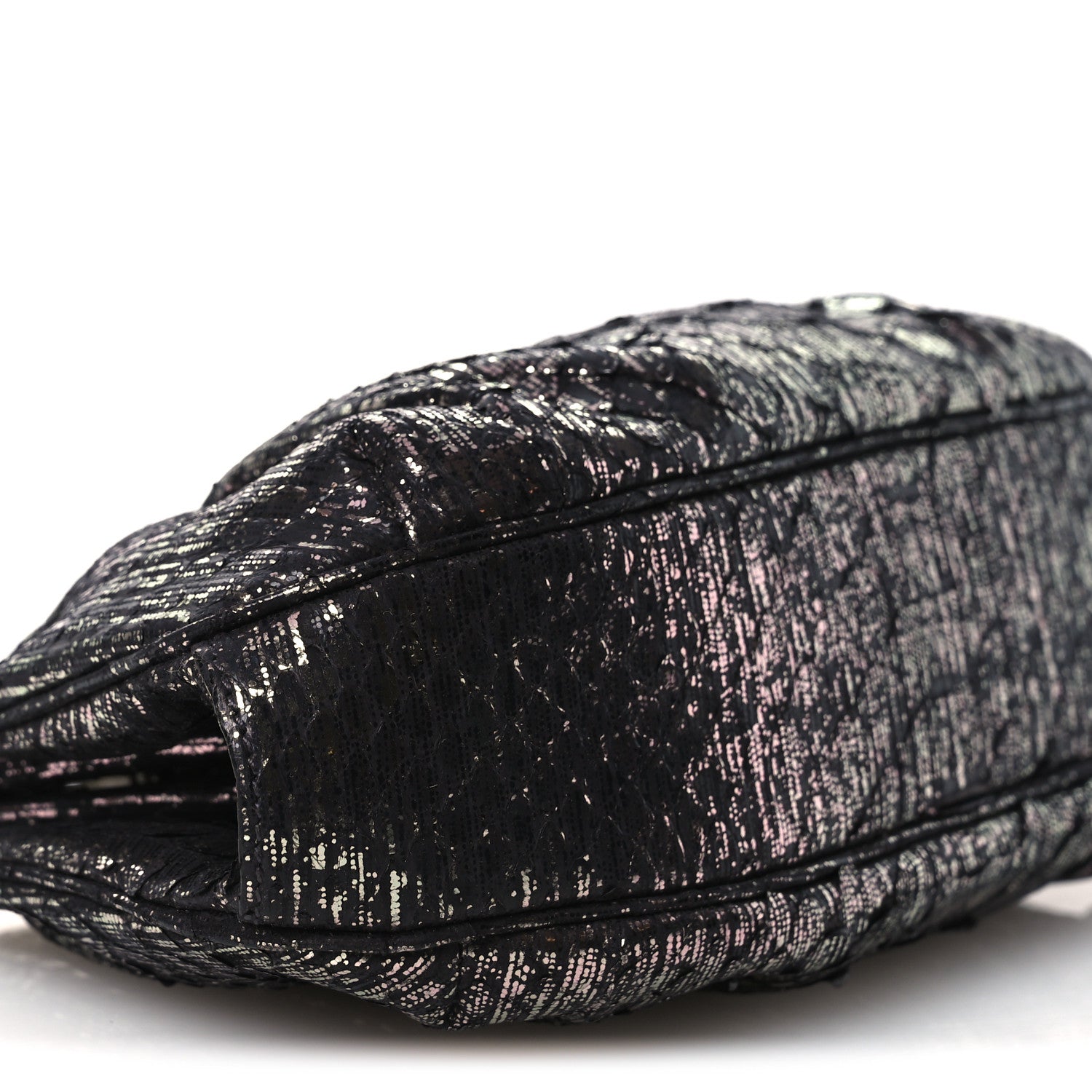 Judith Leiber Snakeskin Crystal Evening Clutch Black Silver 9 of 10