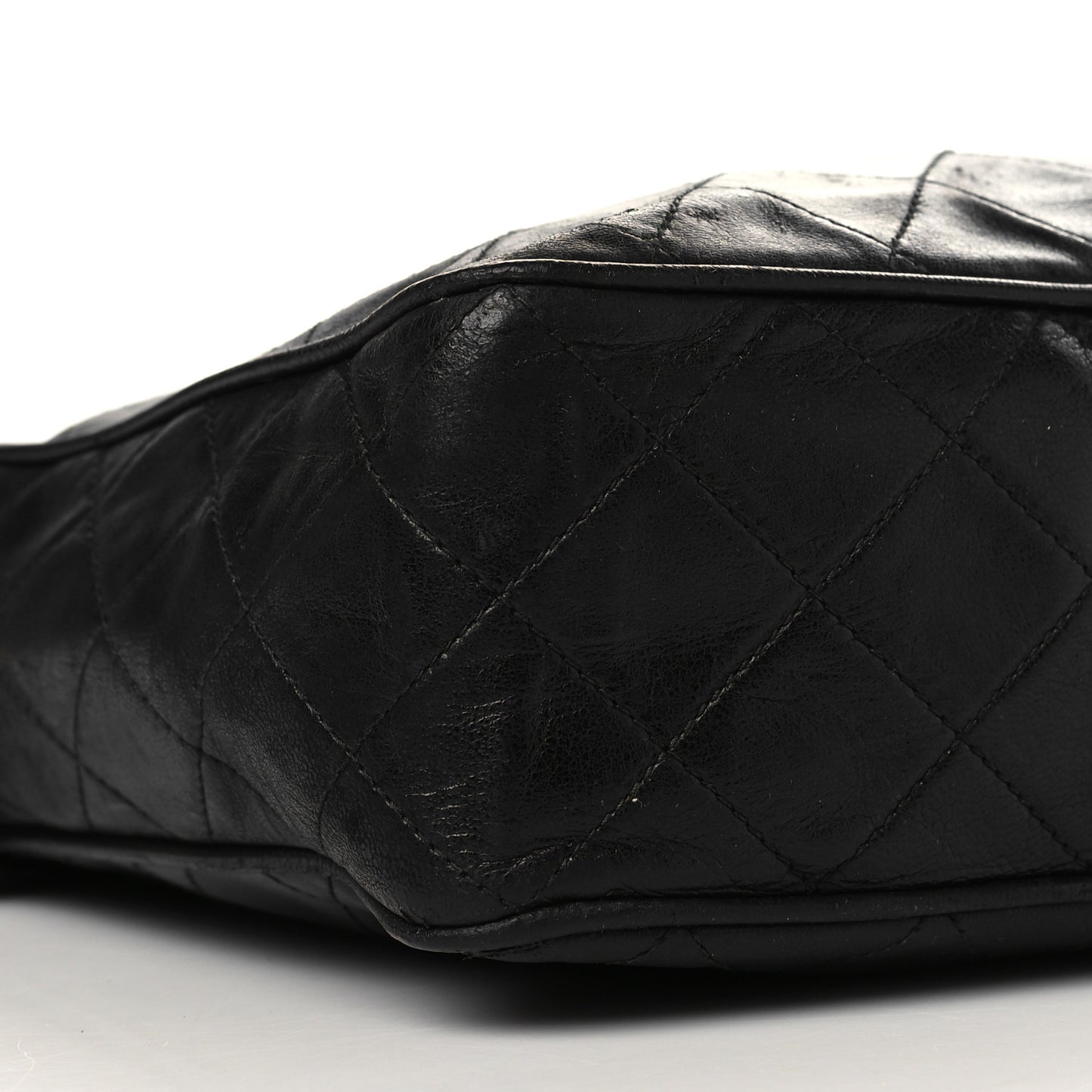 Lambskin Quilted Tassel Camera Case Black