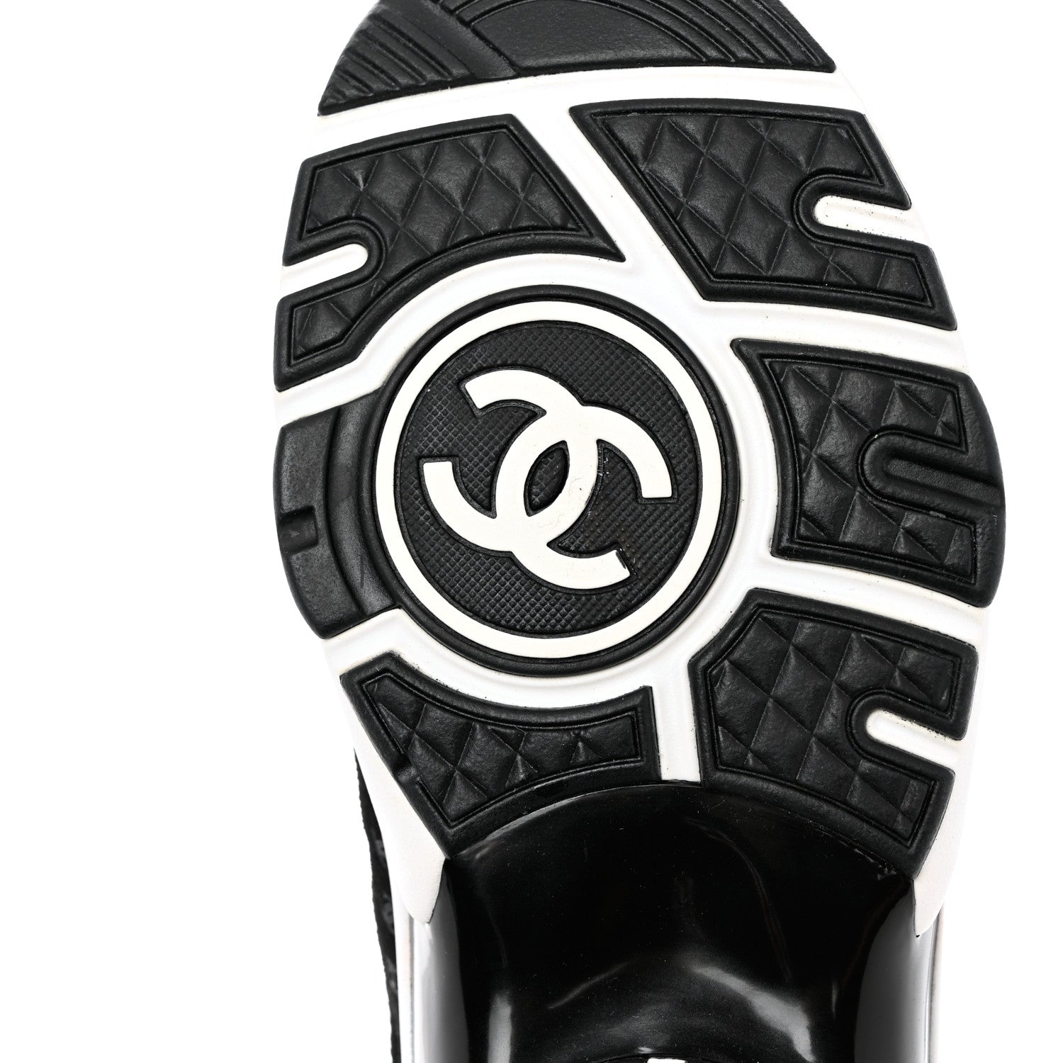 Chanel Suede Calfskin Printed CC Sneakers 36.5 Black White 8 of 9