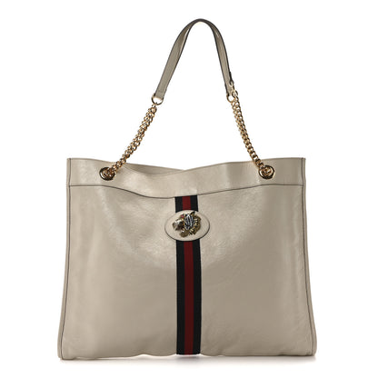Gucci Suede Calfskin Large Rajah Chain Tote White 1 of 11