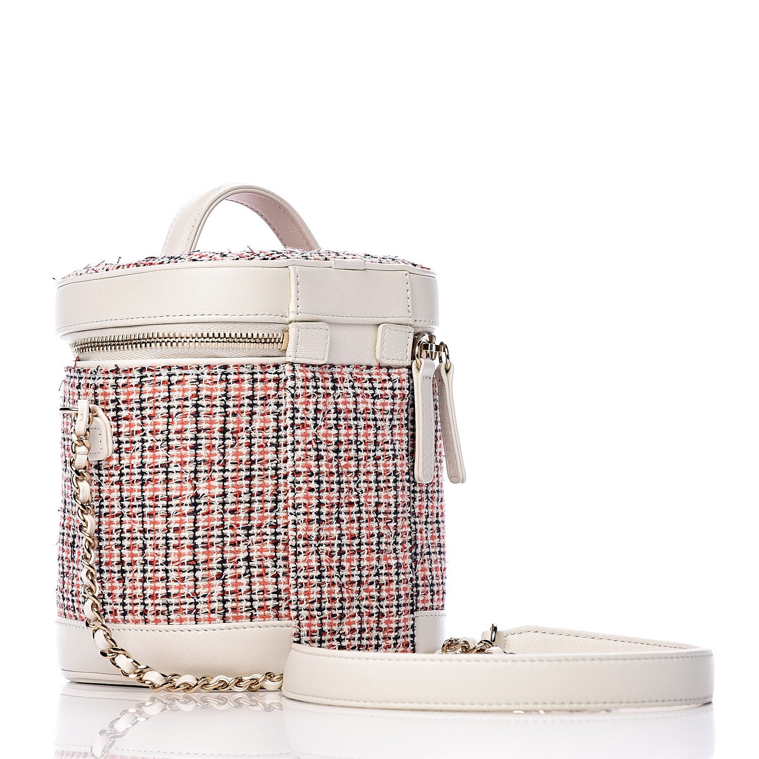 Chanel Tweed Lambskin Timeless Vanity Cosmetic Case White 3 of 10