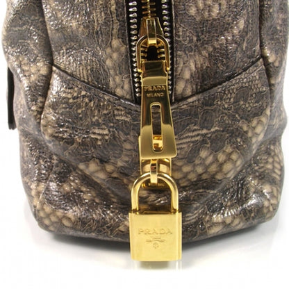 Prada Cervo Lux Print Lace Bauletto Tote 6 of 8
