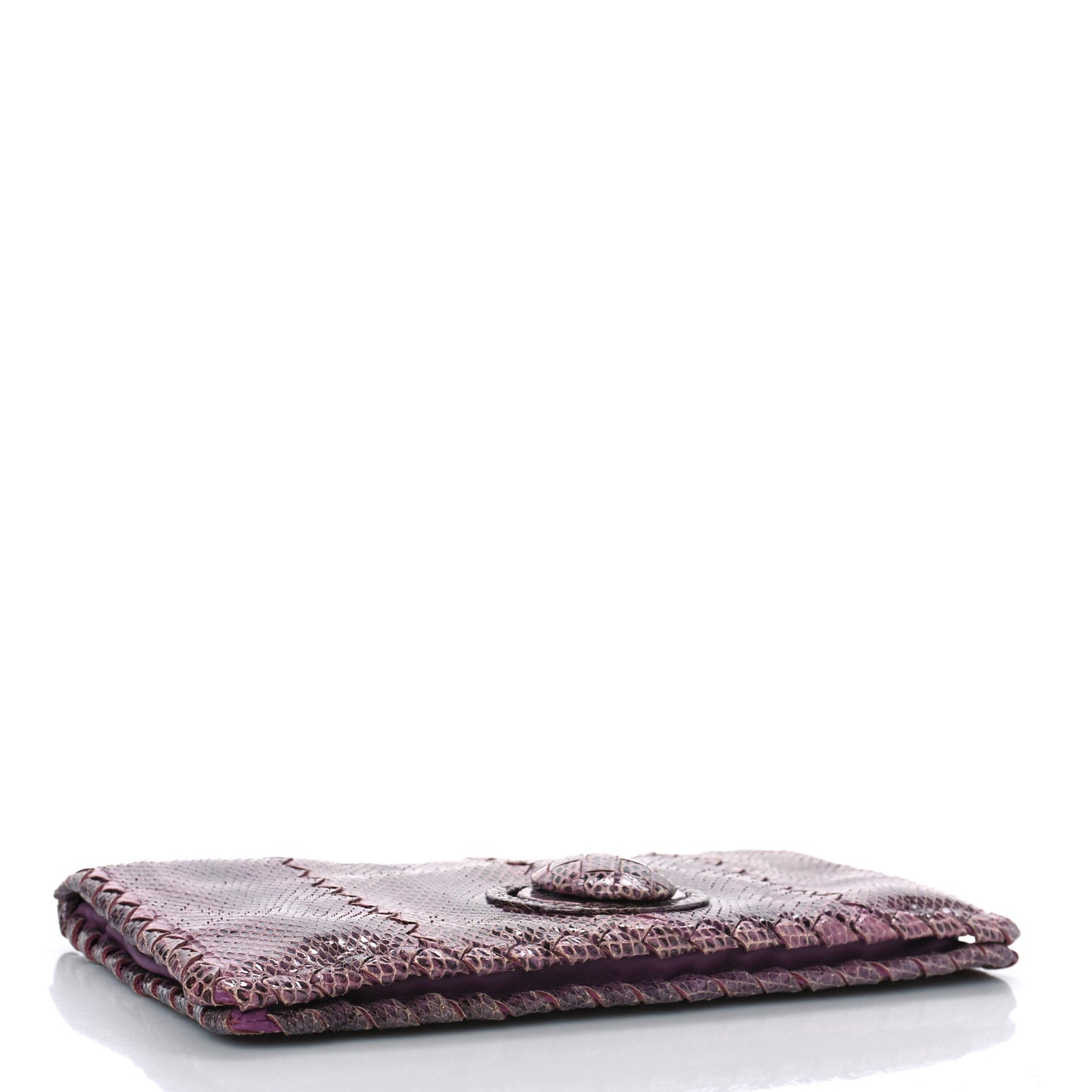 Snakeskin Turnlock Clutch Purple