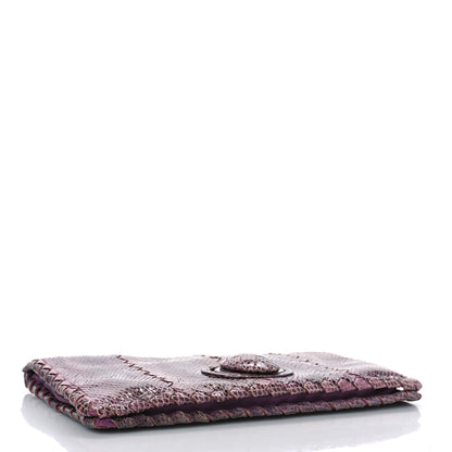 Bottega Veneta Snakeskin Turnlock Clutch Purple 4 of 8