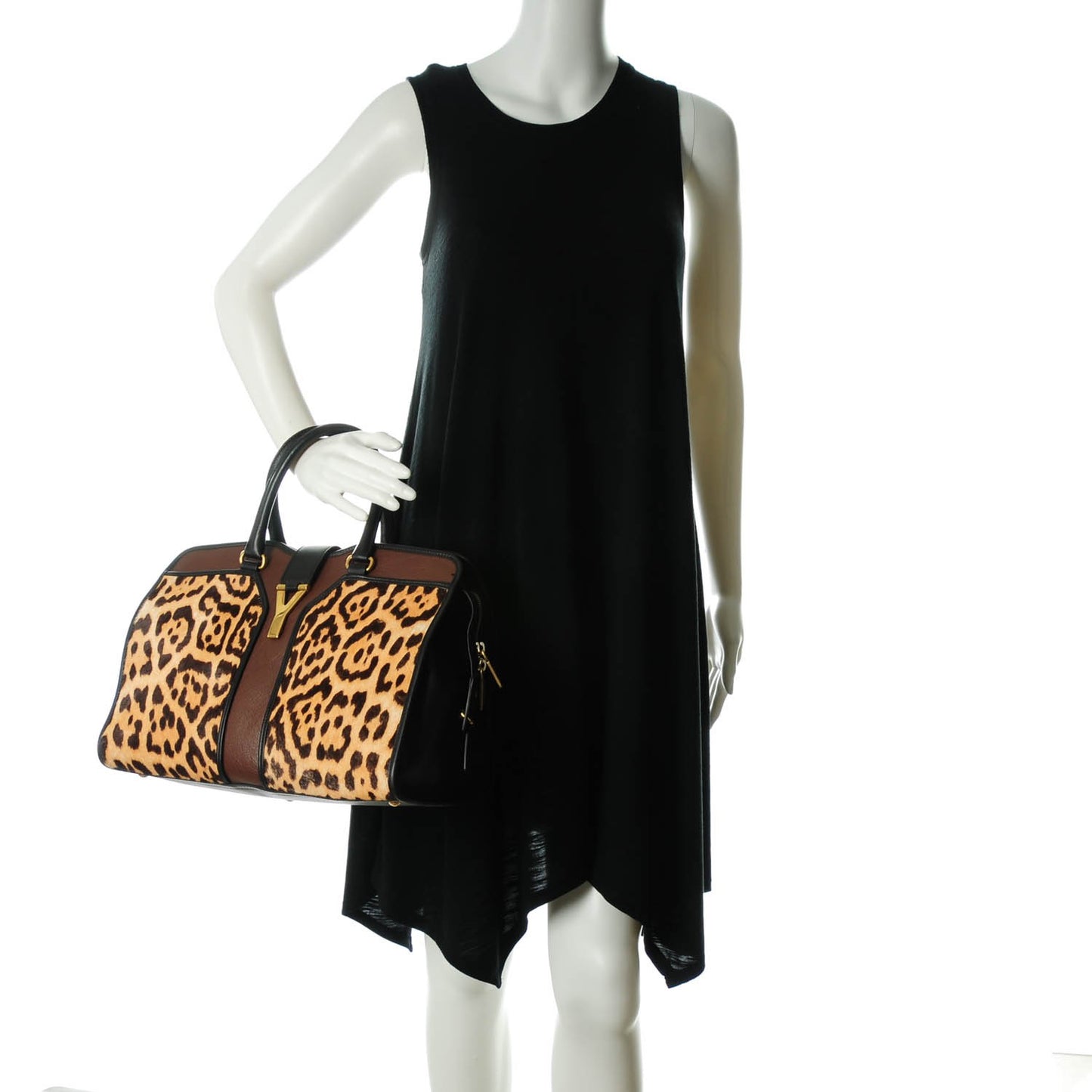 Pony Hair Calfskin Leopard Print Medium Cabas Chyc Brown Black