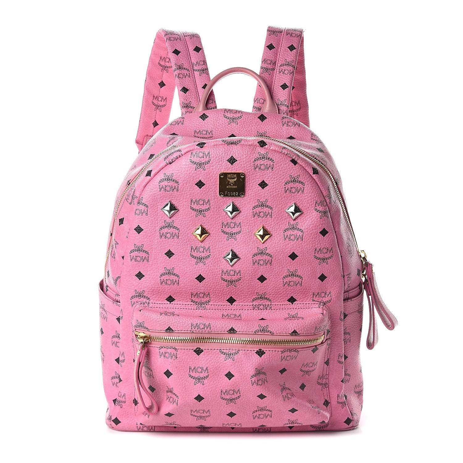 MCM Visetos Medium Sprinkle Stud Stark Backpack Pink 1 of 10