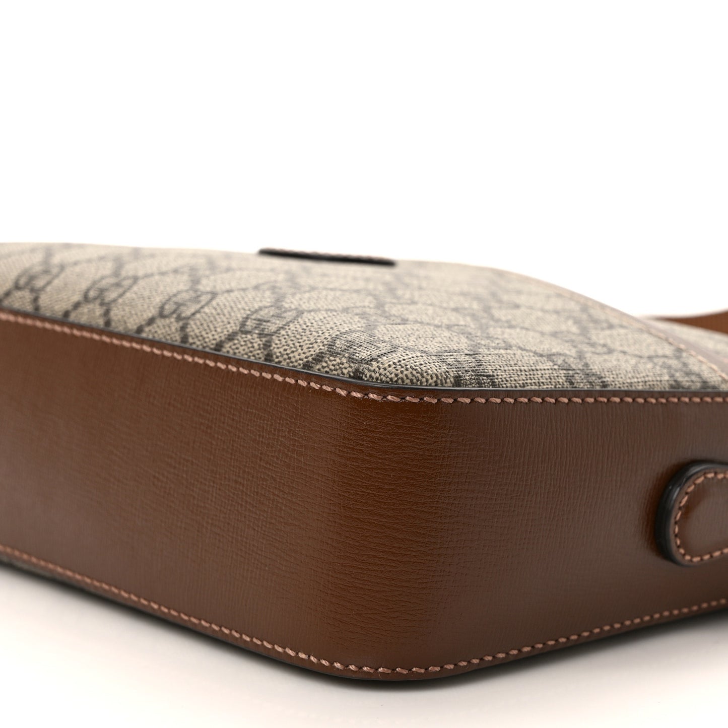 GG Supreme Monogram Azalea Calfskin Retro Interlocking G Messenger Shoulder Bag Beige Ebony Brown Sugar