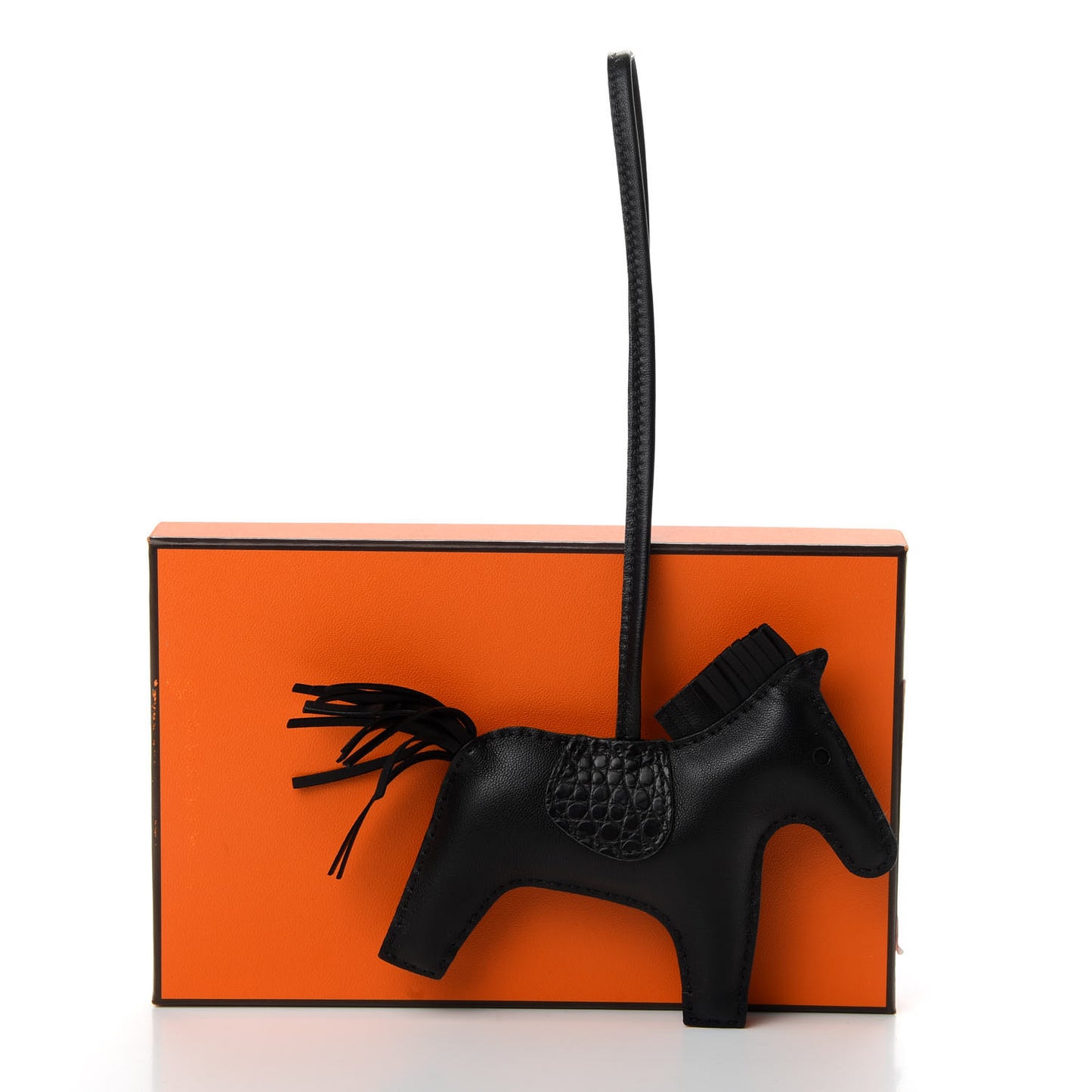 Milo Lambskin Matte Alligator Touch Grigri Rodeo Horse Bag Charm MM So Black