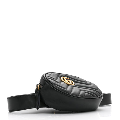 Gucci Calfskin Matelasse GG Marmont Belt Bag 85 34 Black 4 of 10