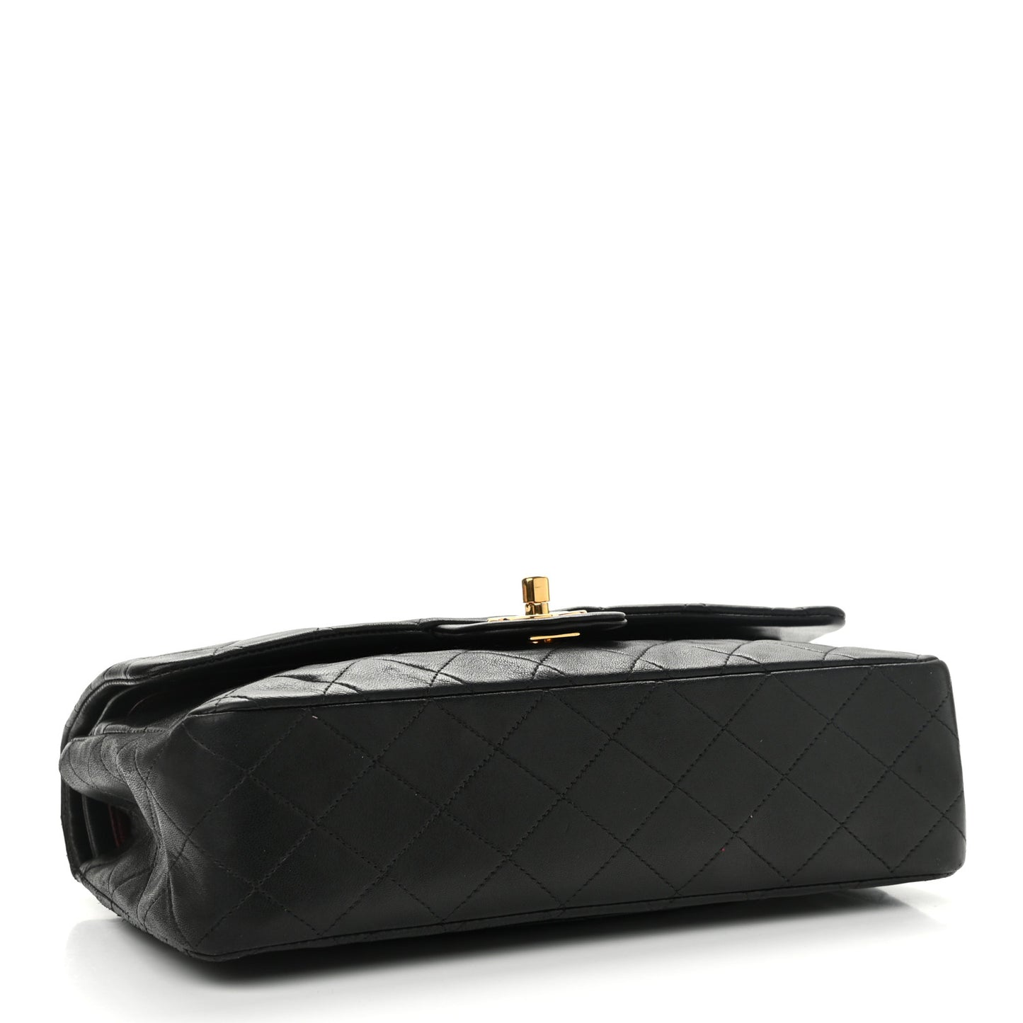 Lambskin Quilted Medium Double Flap Black