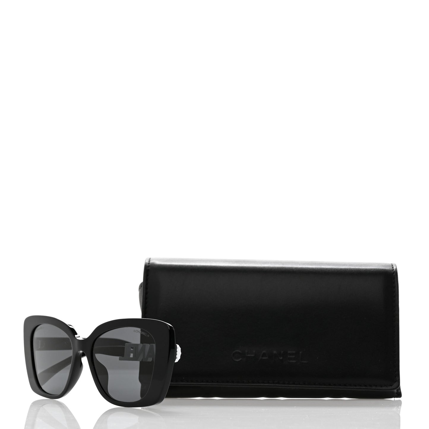 Acetate Strass Square Sunglasses 5422-B-A Black White