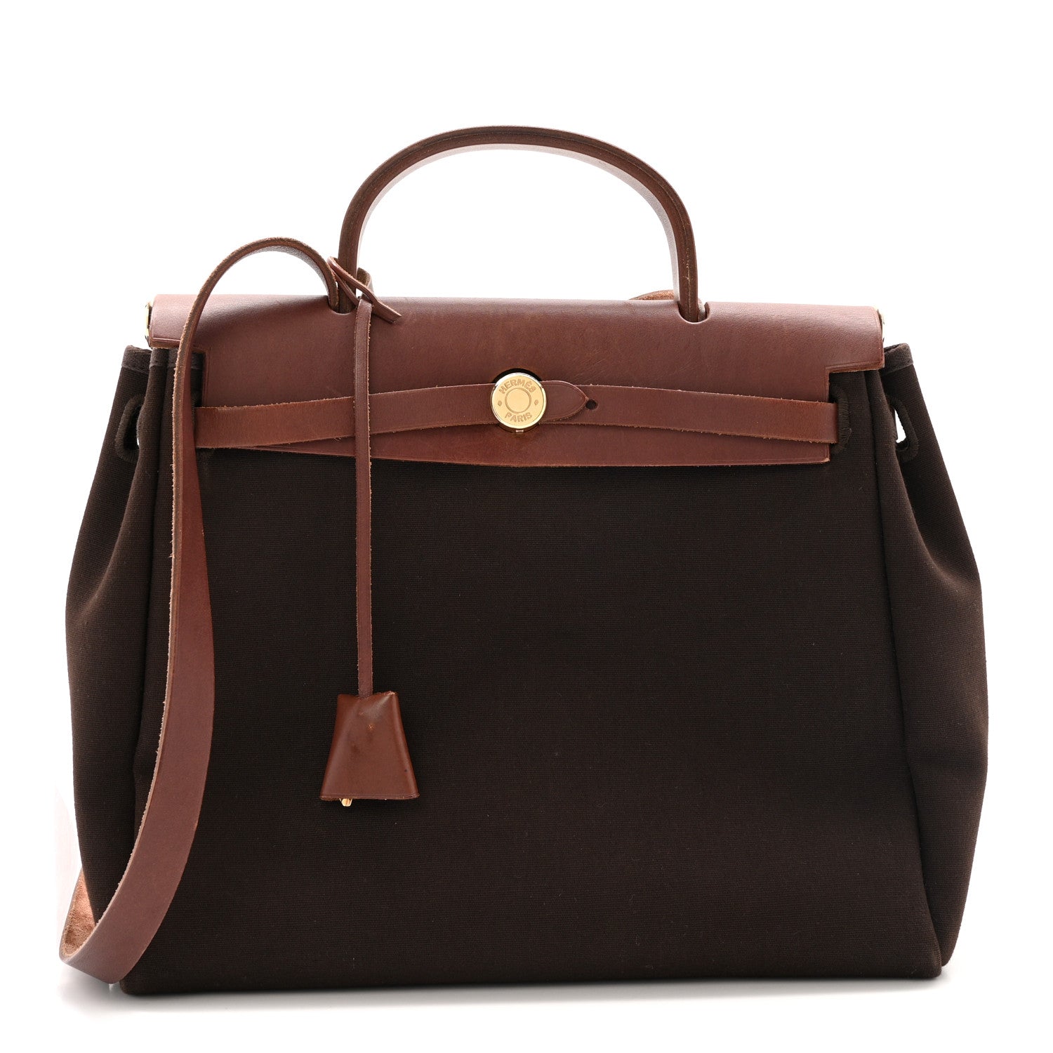 Hermes Toile Vache Calfskin Herbag 30 PM Havane 1 of 14
