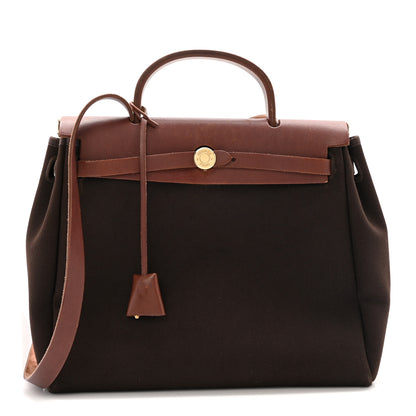Hermes Toile Vache Calfskin Herbag 30 PM Havane 1 of 14