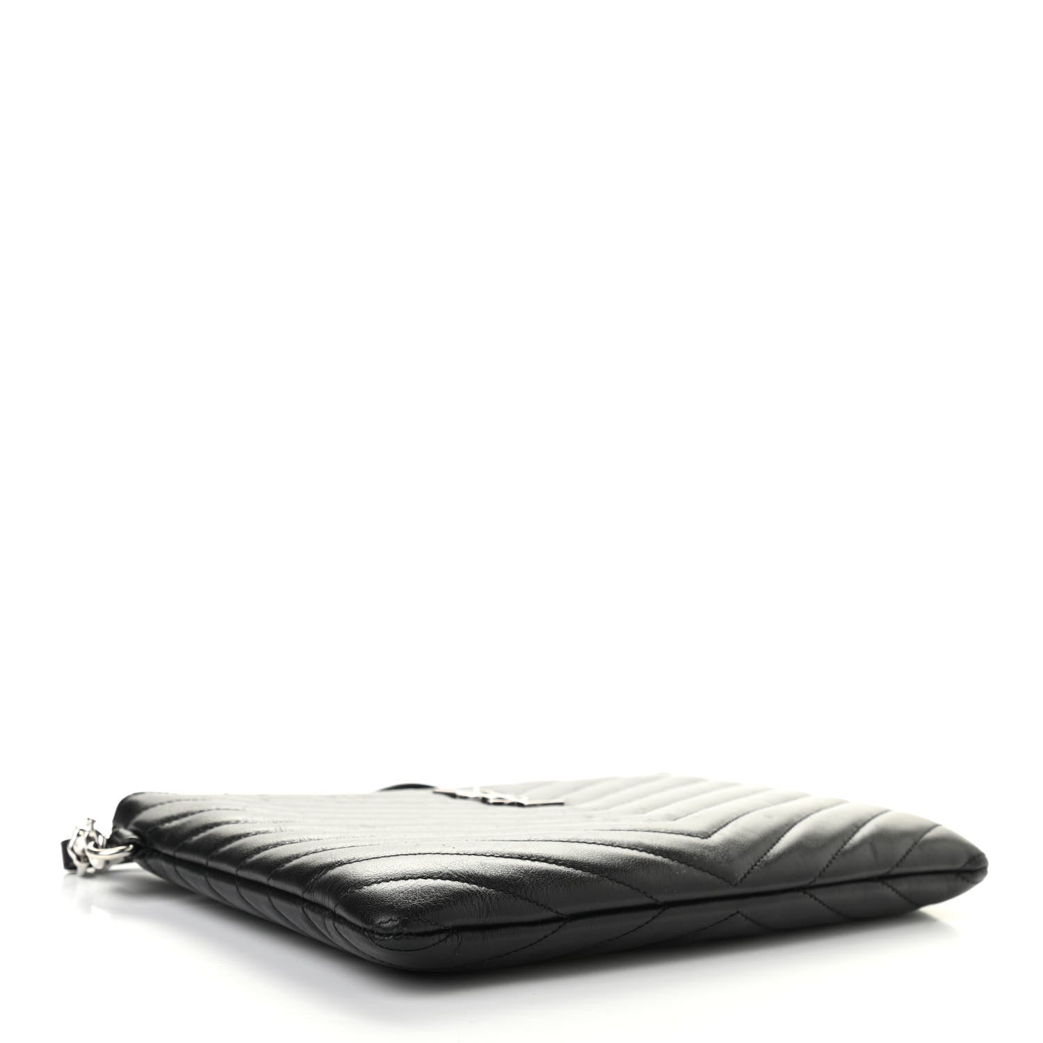 Saint Laurent Calfskin Matelasse Chevron Monogram A5 Wristlet Black 5 of 15