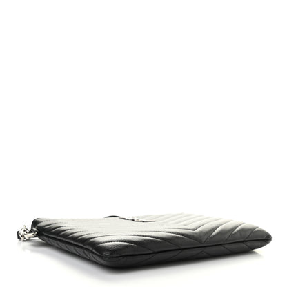 Saint Laurent Calfskin Matelasse Chevron Monogram A5 Wristlet Black 5 of 15