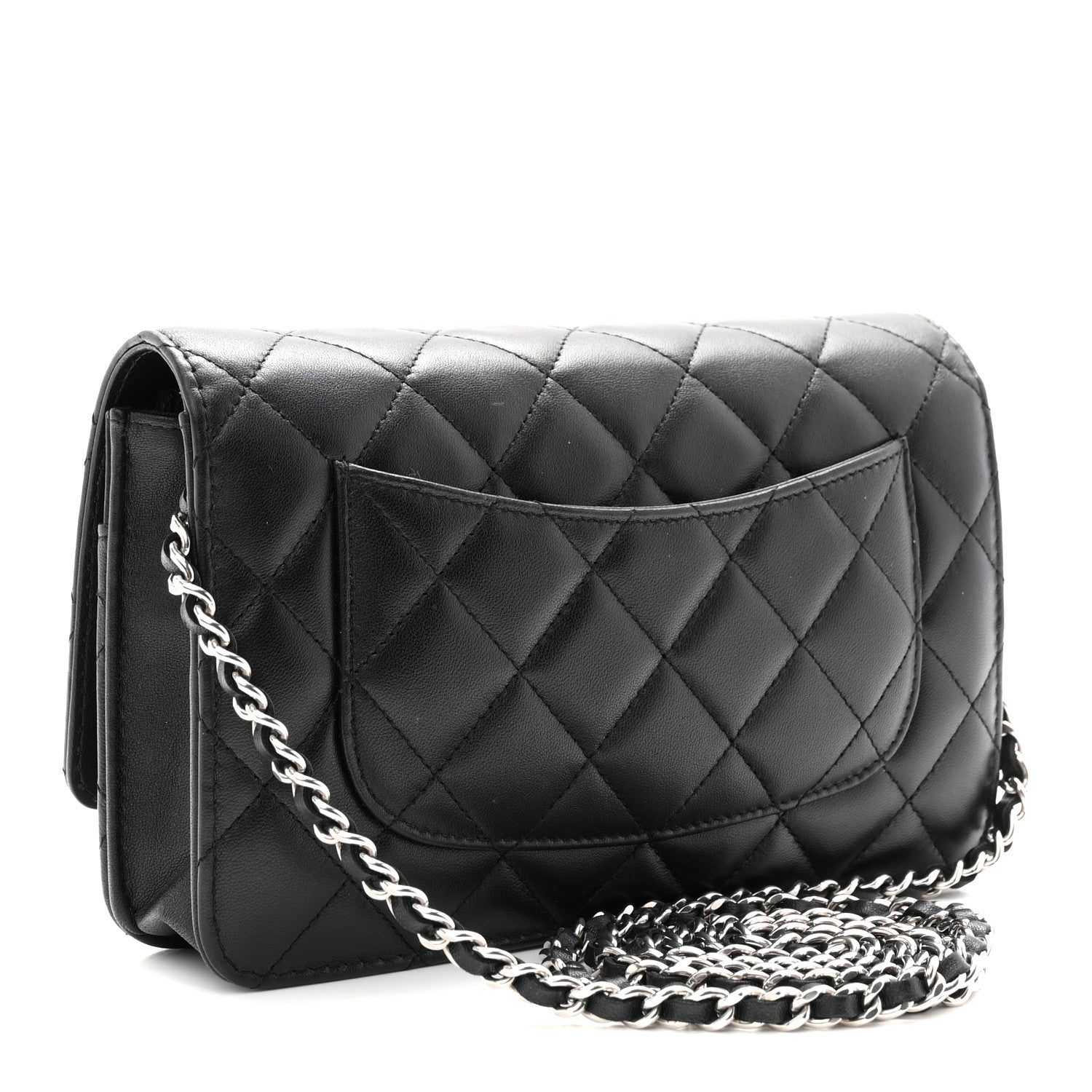 Chanel Lambskin Quilted CC Turnlock Wallet On Chain WOC Black 3 of 12
