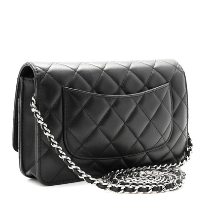Chanel Lambskin Quilted CC Turnlock Wallet On Chain WOC Black 3 of 12