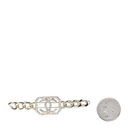 Chanel Crystal Chain CC Vendome Hair Clip Barrette Gold 2 of 5