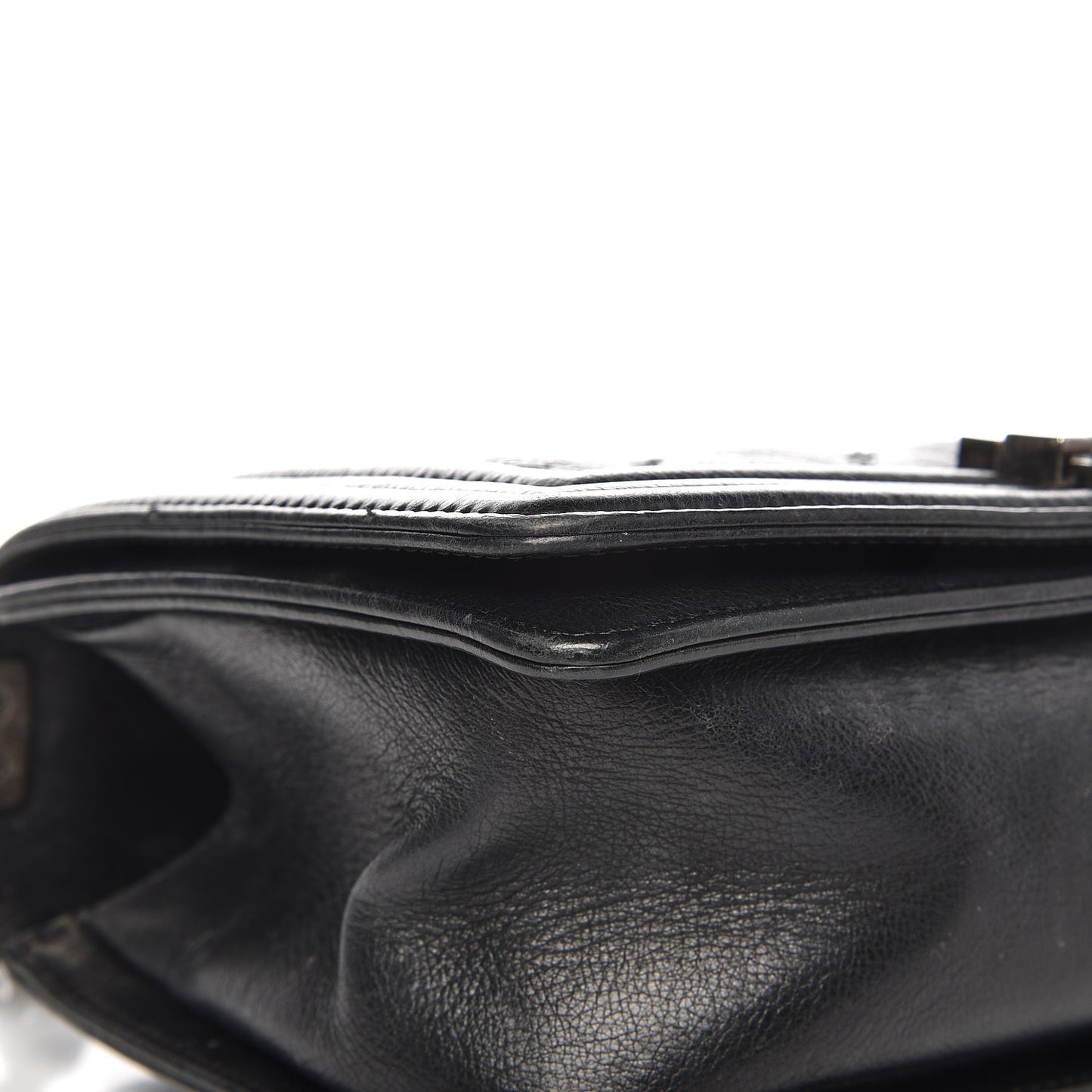 Calfskin Double Stitch Medium Boy Flap Black