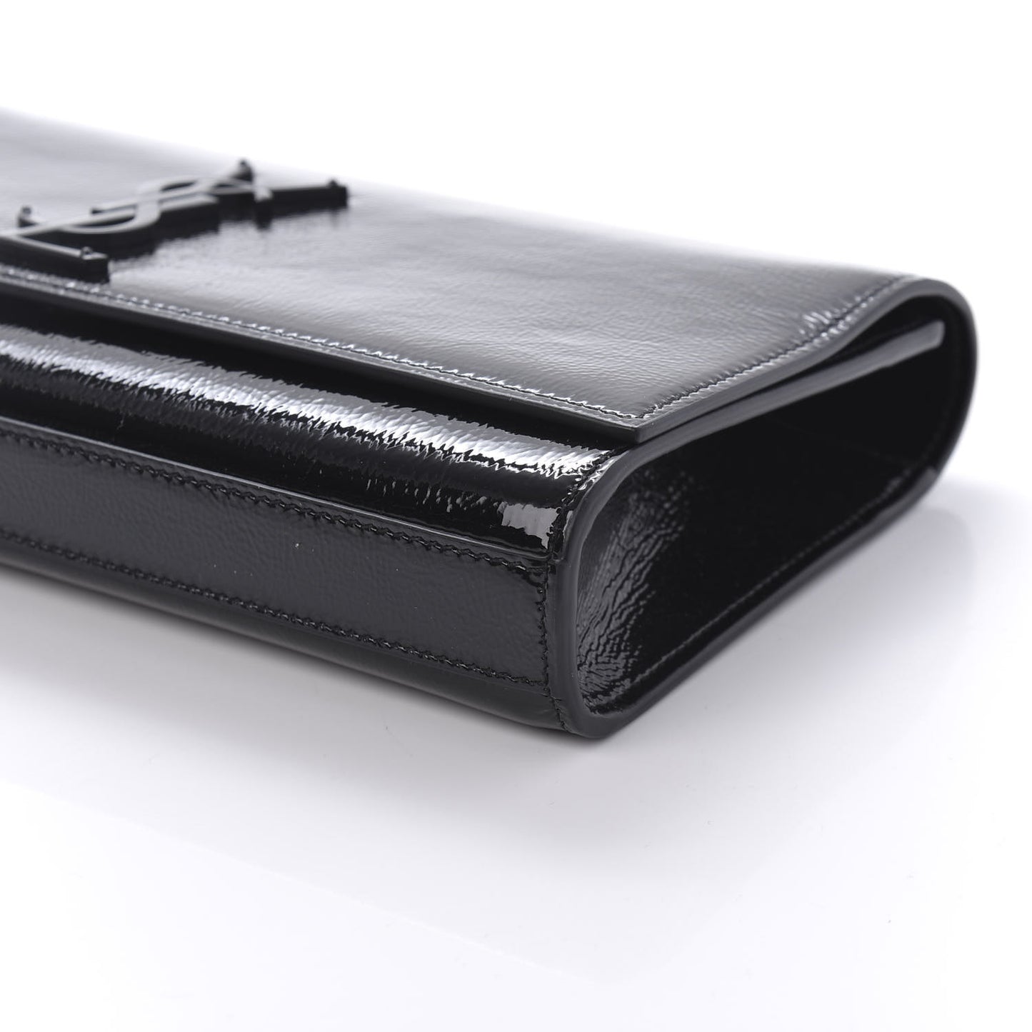 Textured Patent Classic Monogram Clutch Black