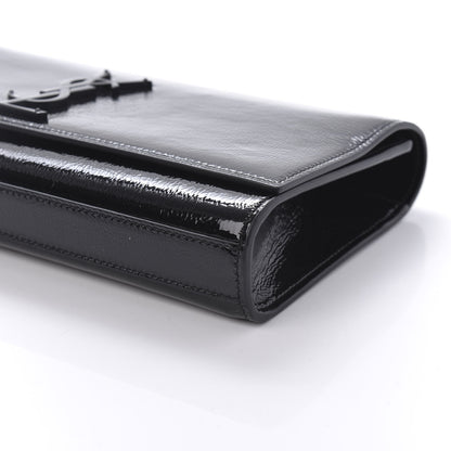 Saint Laurent Textured Patent Classic Monogram Clutch Black 7 of 9
