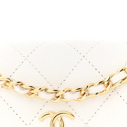 Chanel Caviar Quilted Enamel Coco Casino Flap Phone Holder With Chain White 9 of 12