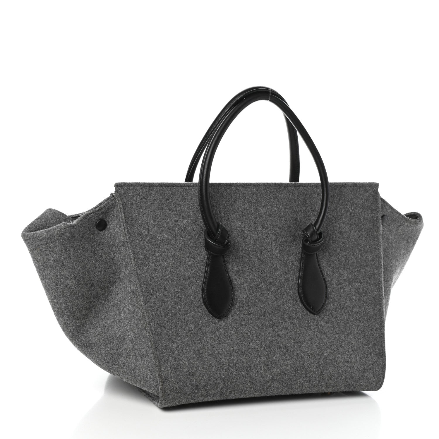 Celine Felt Calfskin Medium Tie Knot Tote Grey Black 3 of 9