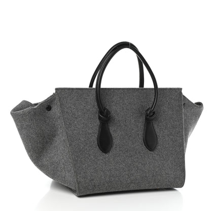 Celine Felt Calfskin Medium Tie Knot Tote Grey Black 3 of 9