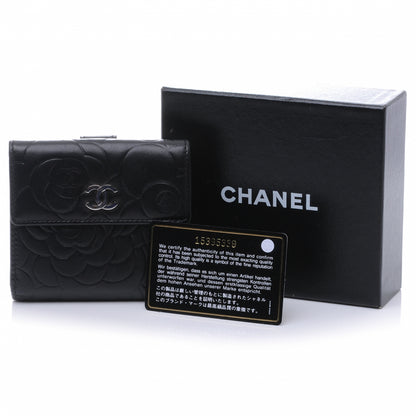 Chanel Lambskin CC Camelia Compact Wallet Black 2 of 7