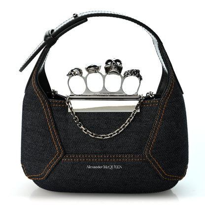 Alexander McQueen Denim Mini The Jeweled Hobo Blue 1 of 10