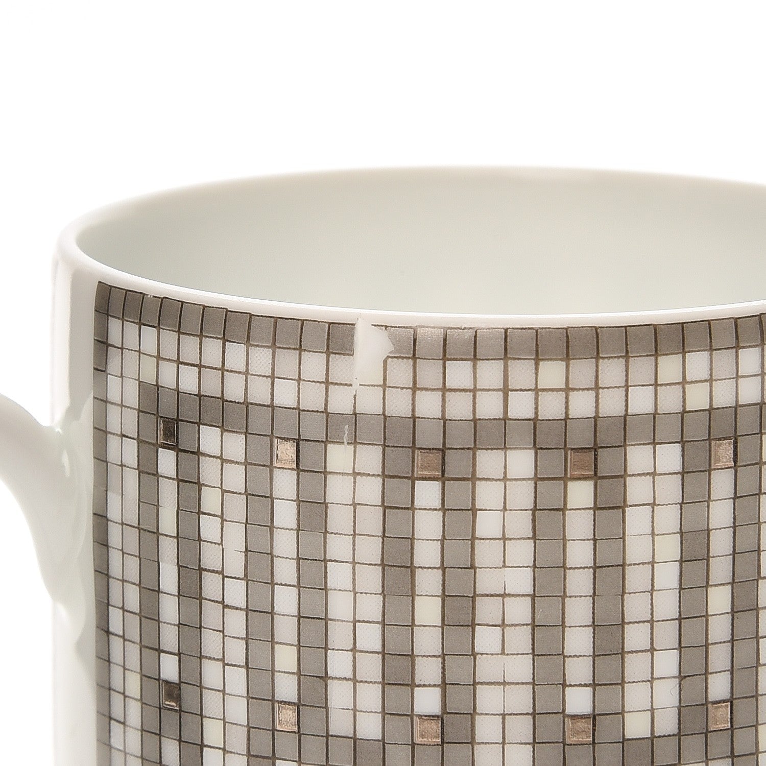 Hermes Porcelain Mosaique Au 24 Platine Tea Cup And Saucer Set Of 2 Platinum 8 of 9