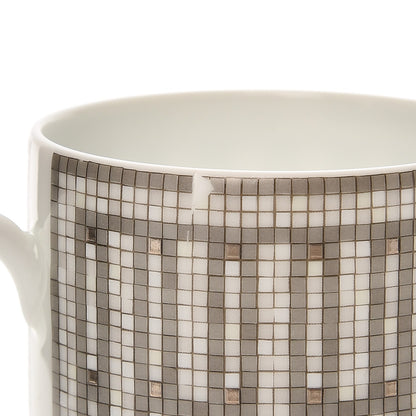 Hermes Porcelain Mosaique Au 24 Platine Tea Cup And Saucer Set Of 2 Platinum 8 of 9