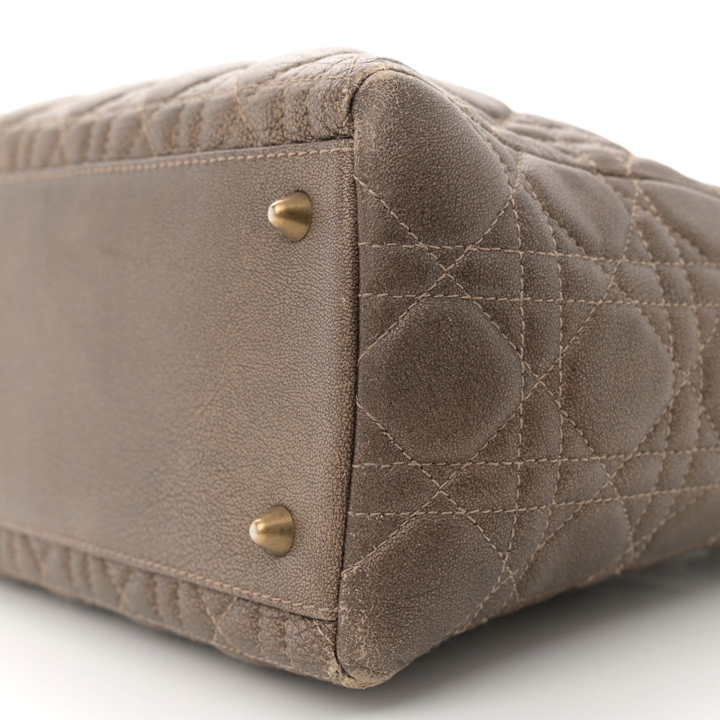 Metallic Lambskin Cannage Medium Lady Dior Bronze