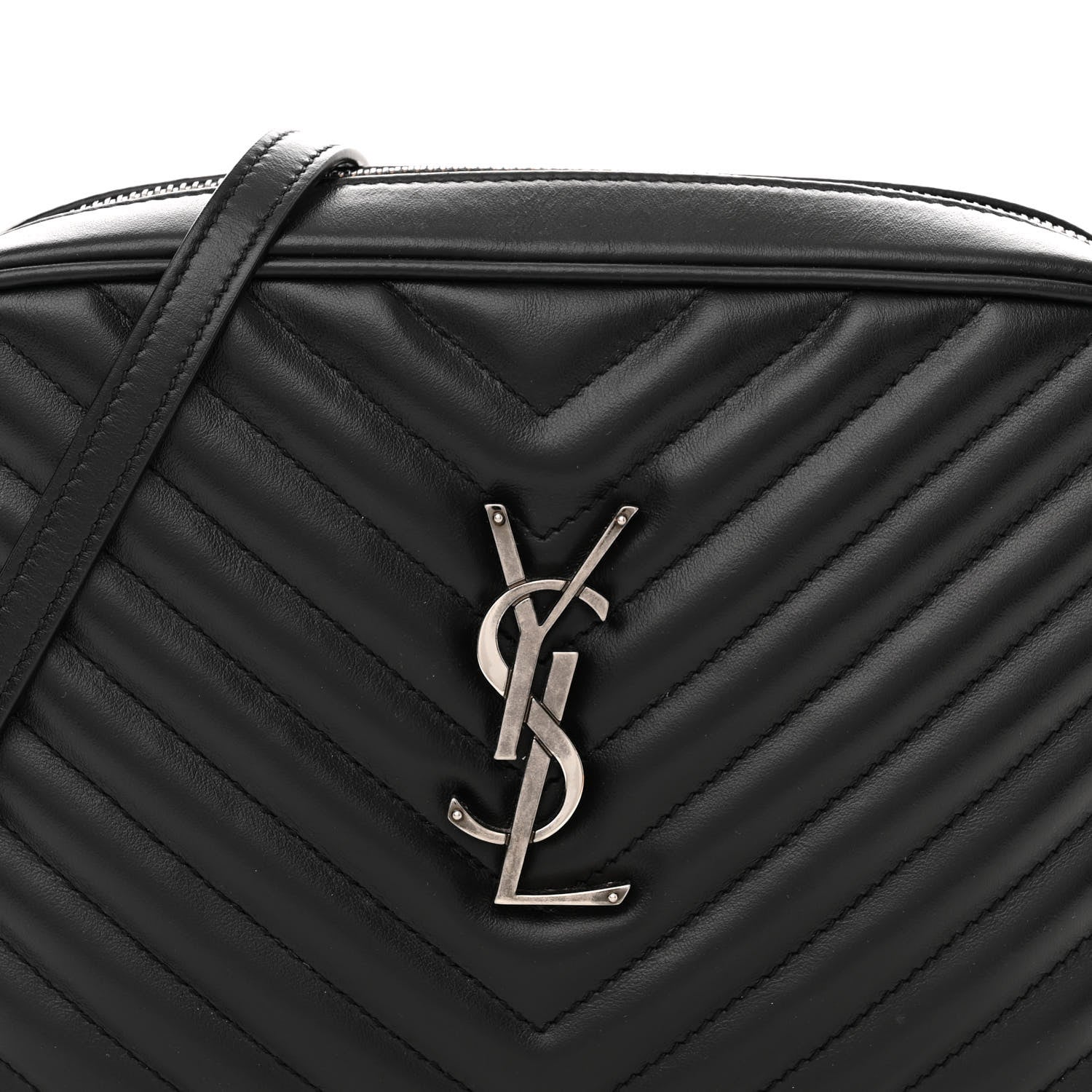 Saint Laurent Calfskin Matelasse Monogram Lou Camera Bag Black 8 of 14