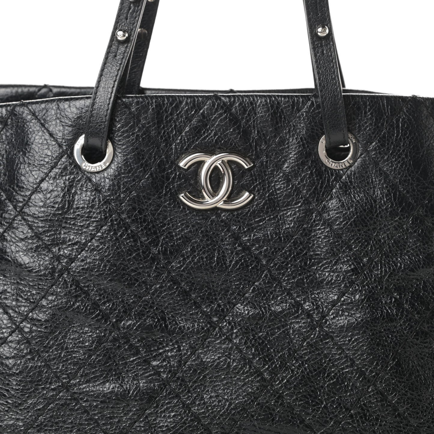 Glazed Calfskin Large On The Road Tote Black