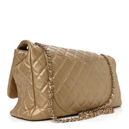 Chanel Metallic Calfskin Quilted Small XXL Travel Flap Bag Gold 3 of 10