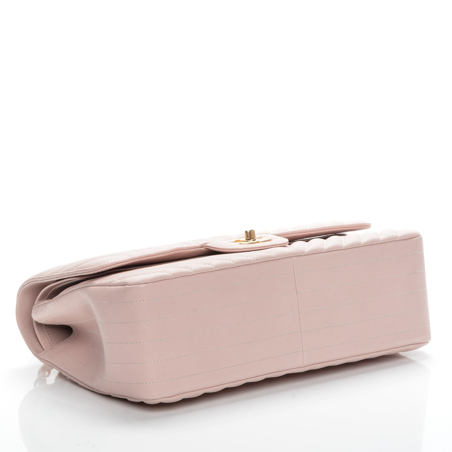 Chanel Calfskin Chevron Quilted Jumbo Double Flap Light Pink 4 of 7