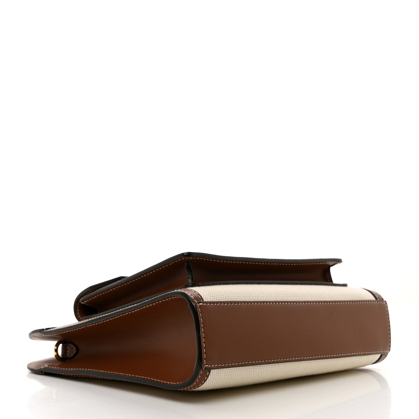 Canvas Smooth Calfskin Two Tone Mini Pocket Bag Tan