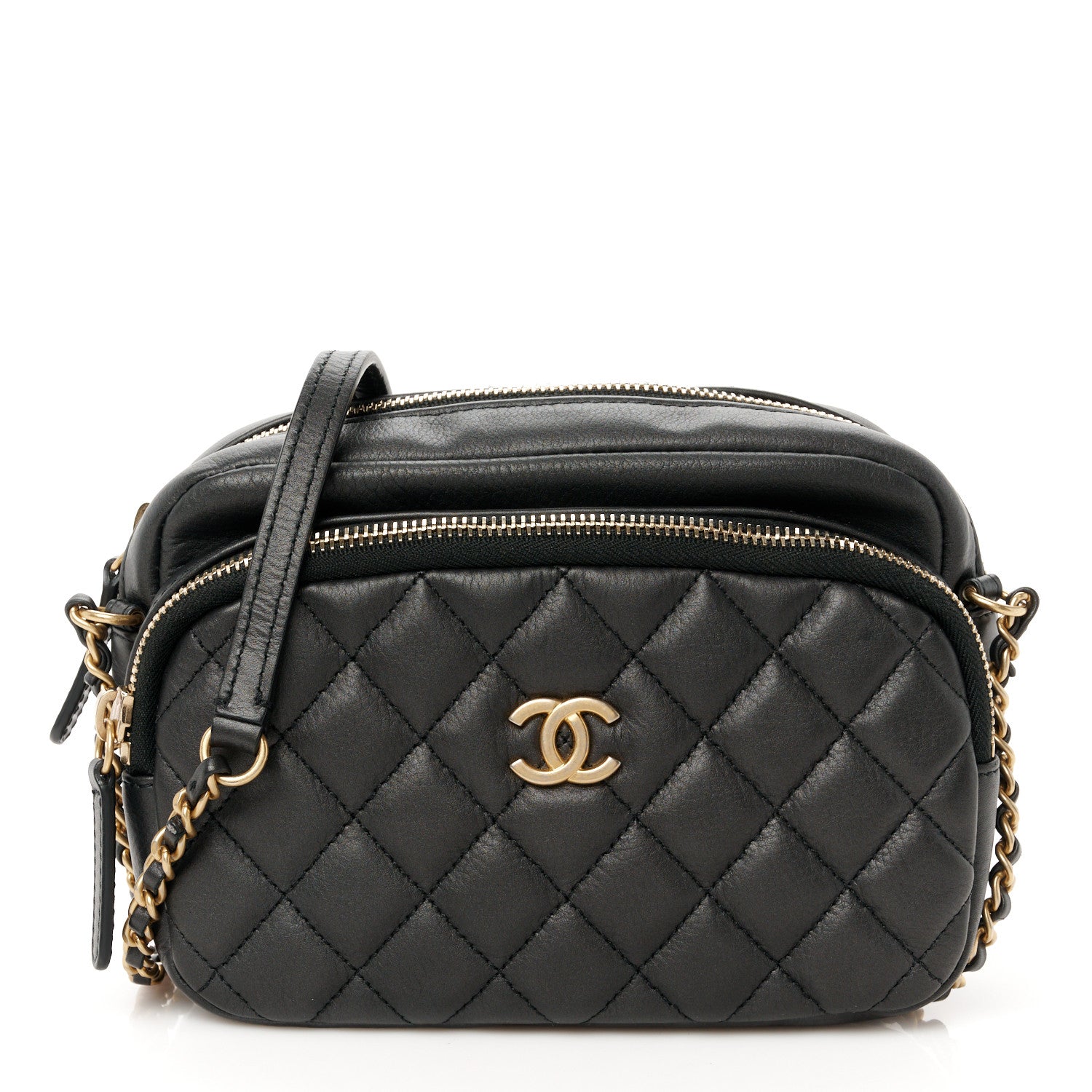 Chanel Calfskin Quilted Day Trips Camera Case Black 1 of 10