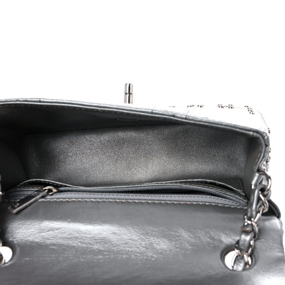 Chanel Glazed Calfskin Grommet Embellished Mini Airline Rectangular Flap Silver 5 of 13